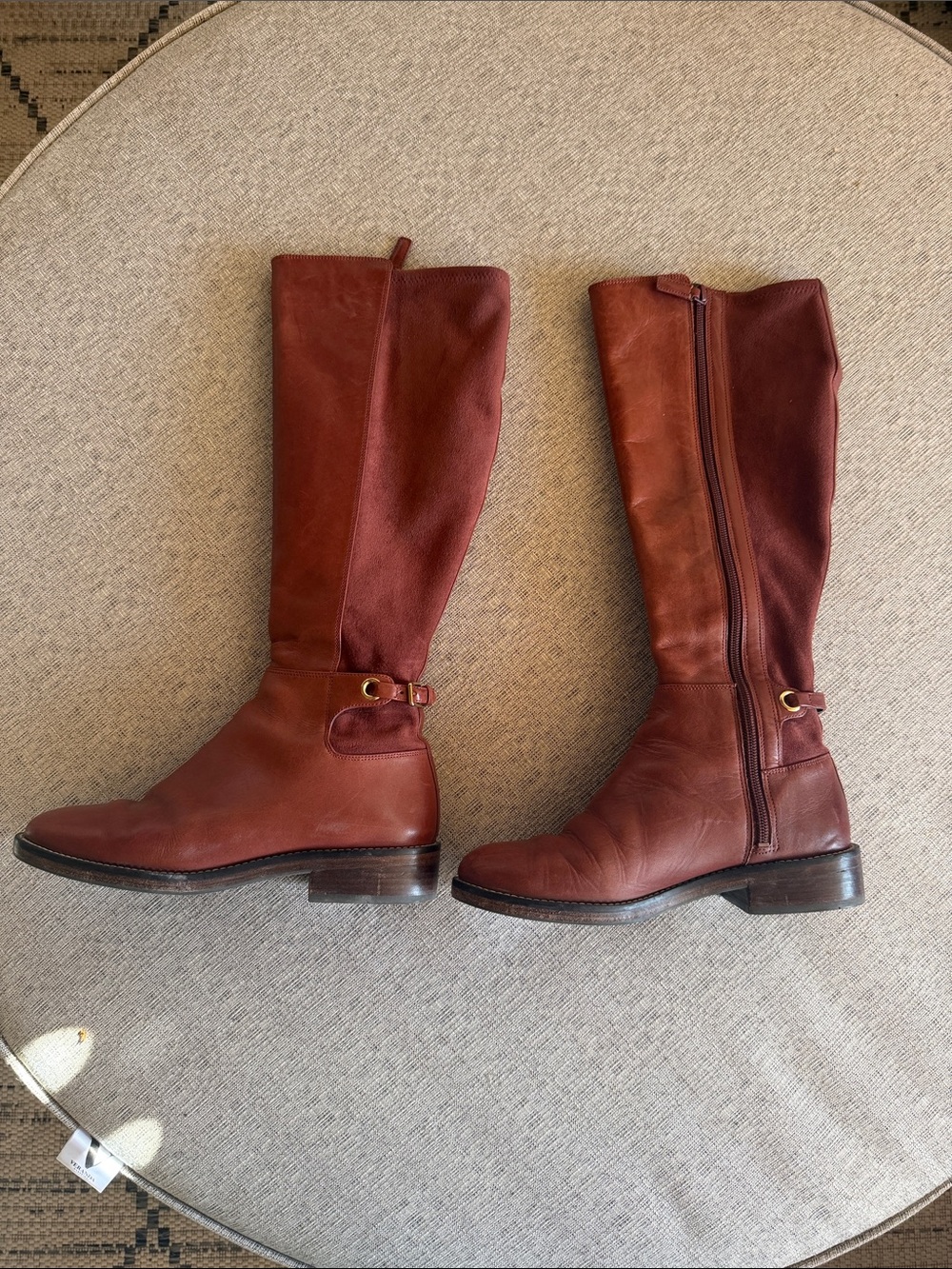 Cole Haan Tall Leather Riding Boots in Rust size 7 with sueded back